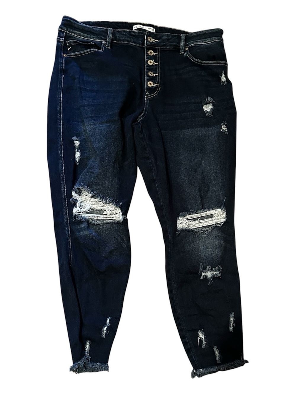 KanCan for Maurice’s distressed Estillo dark wash button fly jeans Size 18
